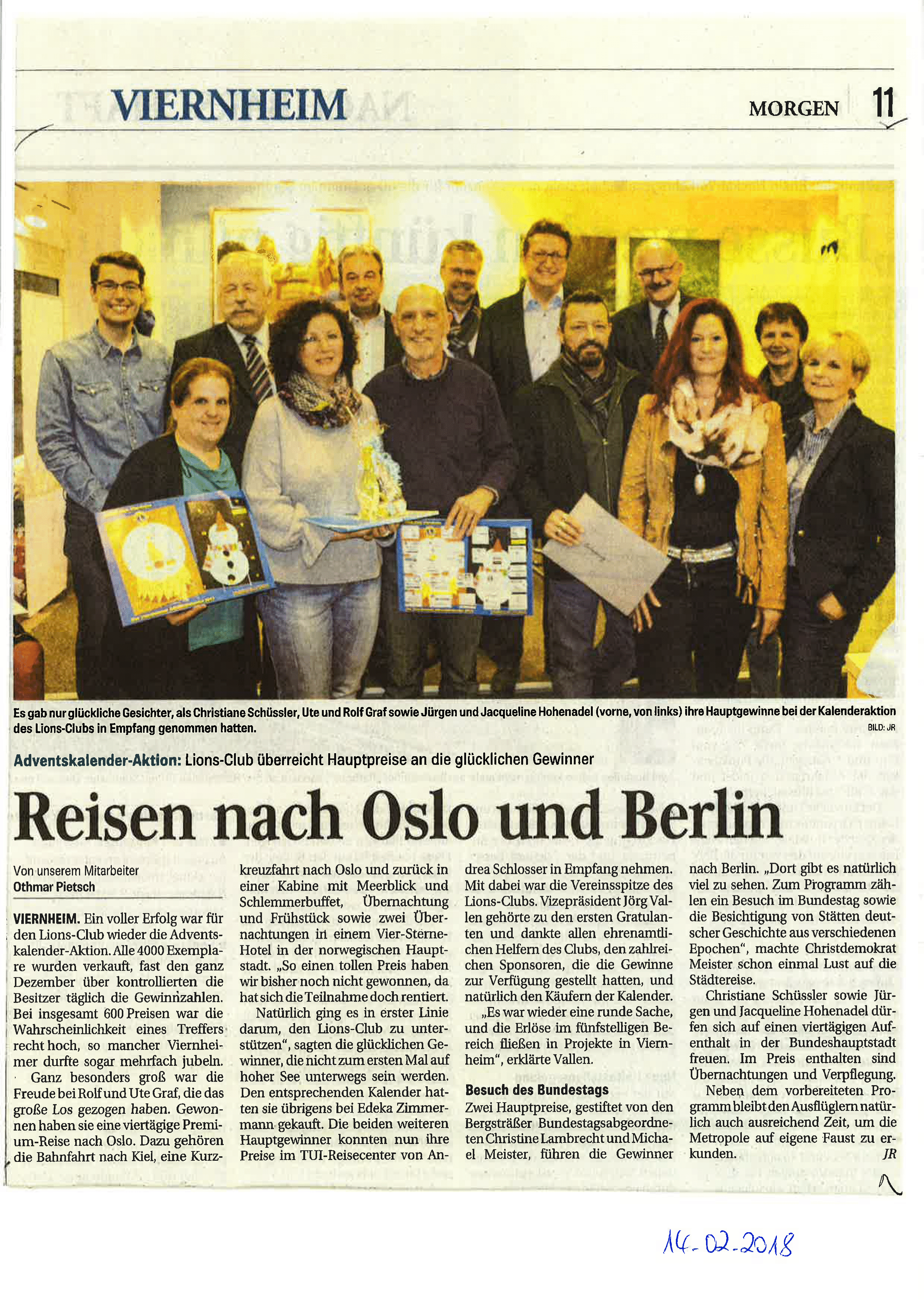 Übergabe der Hauptpreise der Adventskalender-Aktion 2017